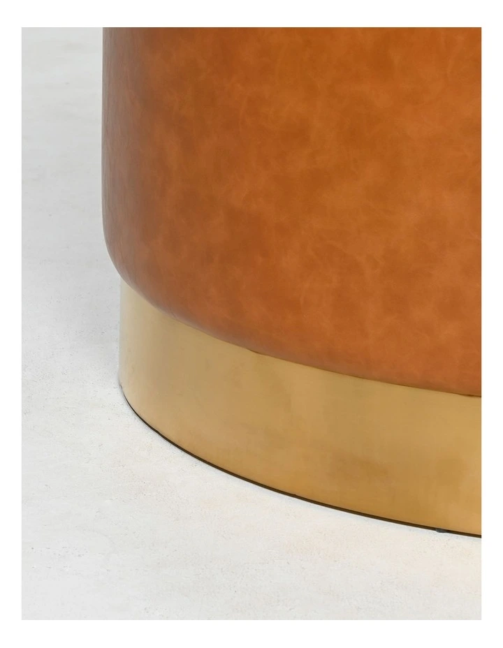 Recycled Leather Ottoman Large in Brown image 4