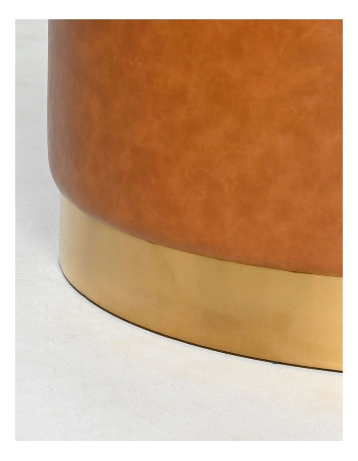 Recycled Leather Ottoman Large in Brown image 5