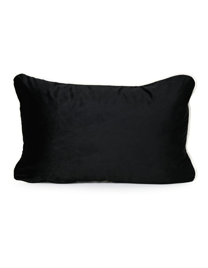 Coco Piped - Black - Velvet Cushion - 35 X 55 - White Pipe image 1