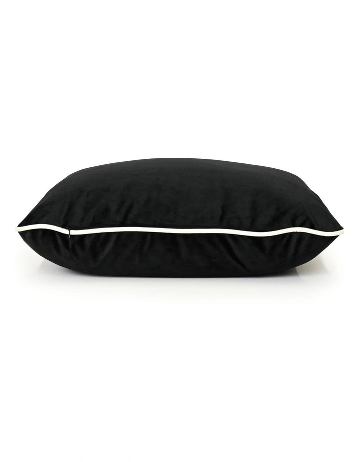 Coco Piped - Black - Velvet Cushion - 35 X 55 - White Pipe image 2