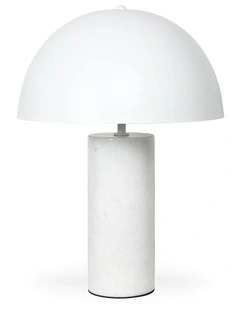 Lumiere Table Lamp - White Marble Base, White Metal Shade
