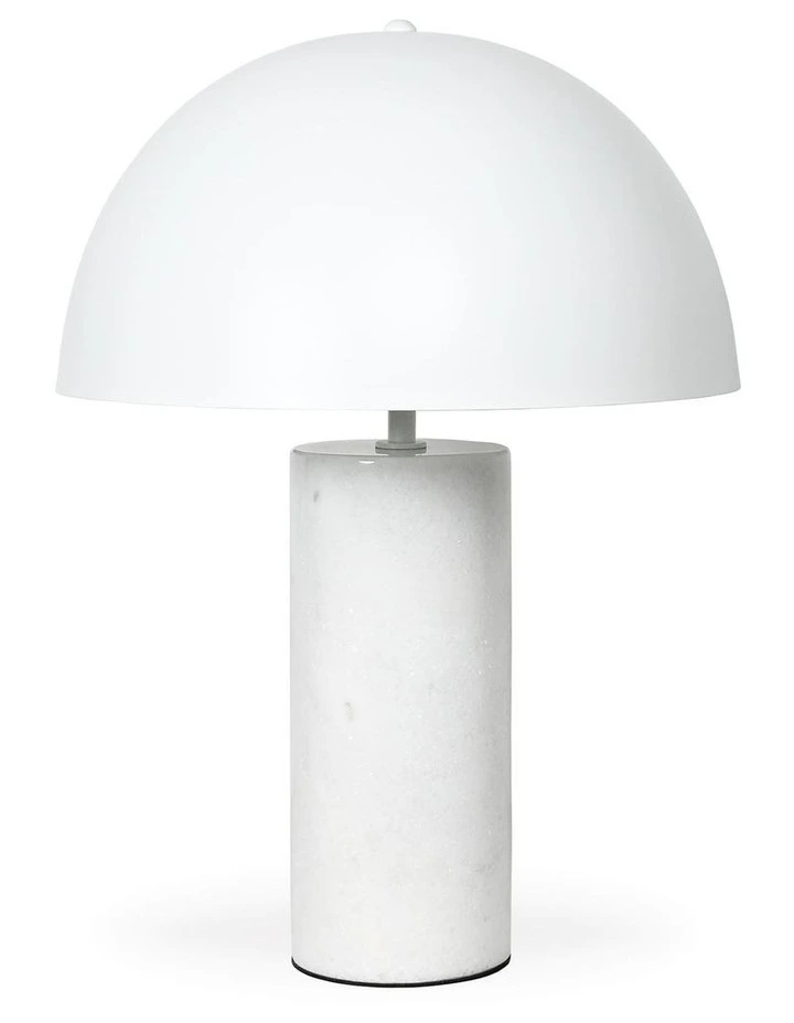 Lumiere Table Lamp - White Marble Base, White Metal Shade image 1