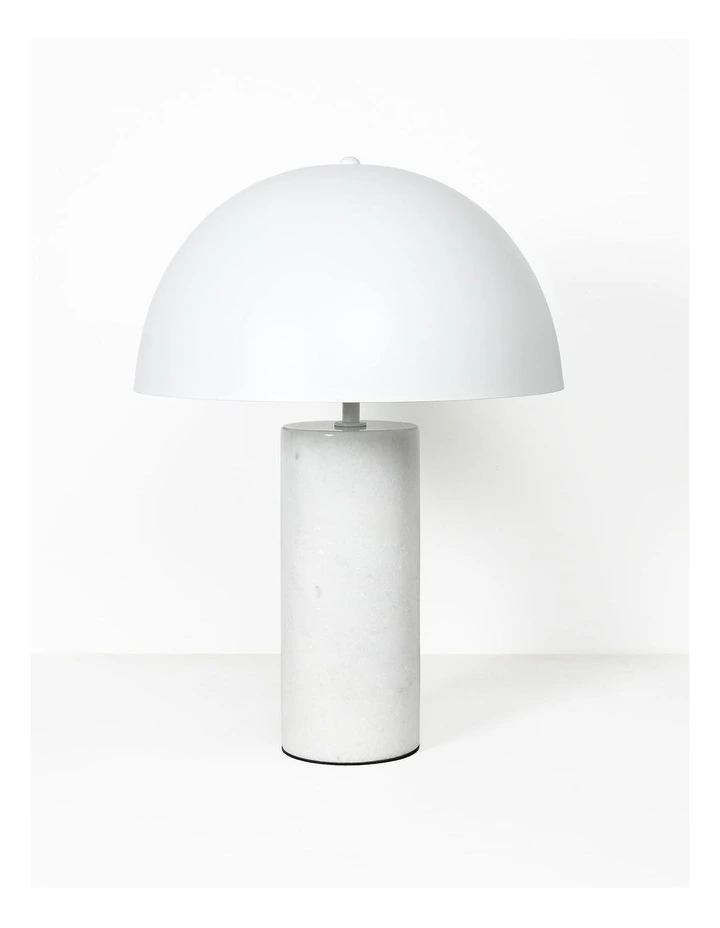 Lumiere Table Lamp - White Marble Base, White Metal Shade image 3