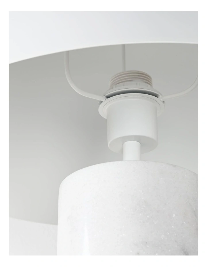 Lumiere Table Lamp - White Marble Base, White Metal Shade image 5