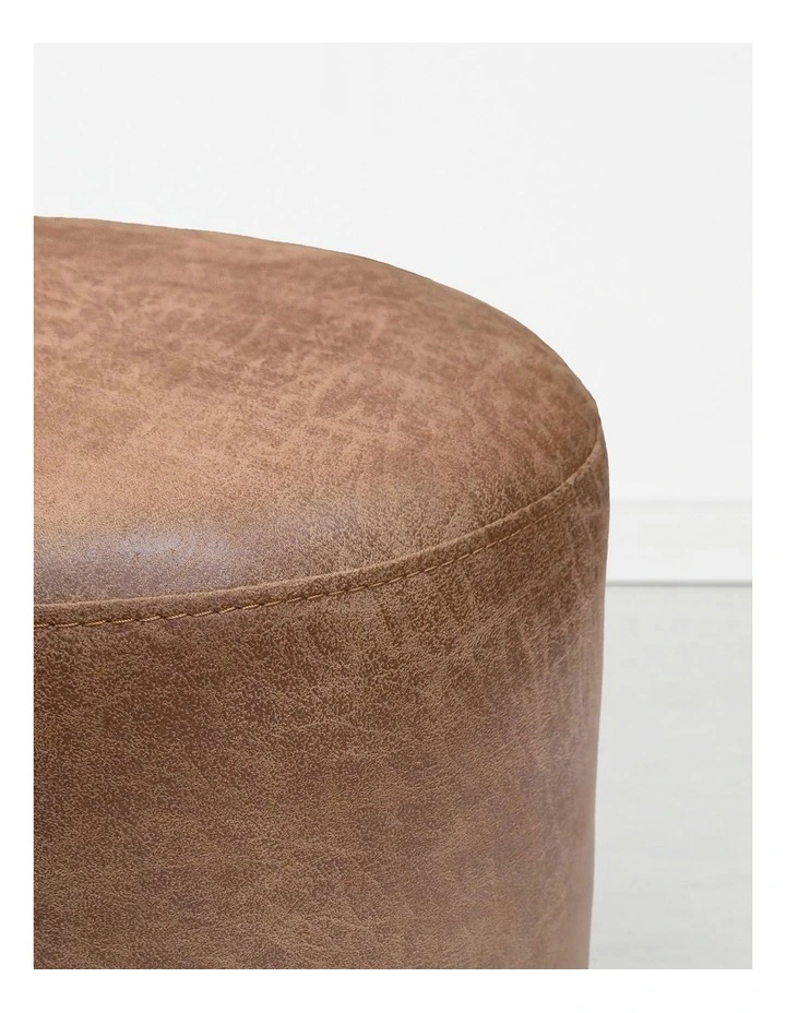 Aurelia Ottoman - Cognac Recycled Leather - Brushed Gold Base - Small image 3