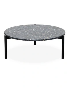 Darcy & Duke Milan Coffee Table Large - Grey Terrazzo Top, Black Metal Base
