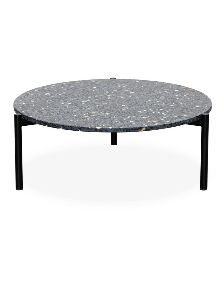 Darcy & Duke Milan Coffee Table Large - Grey Terrazzo Top, Black Metal Base image 1