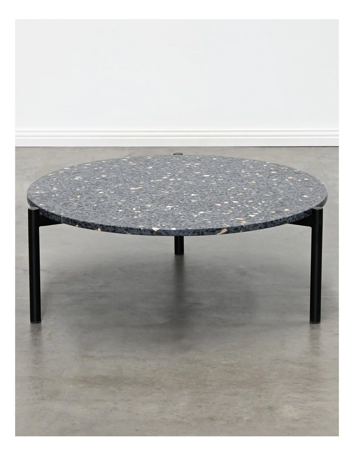 Darcy & Duke Milan Coffee Table Large - Grey Terrazzo Top, Black Metal Base image 2