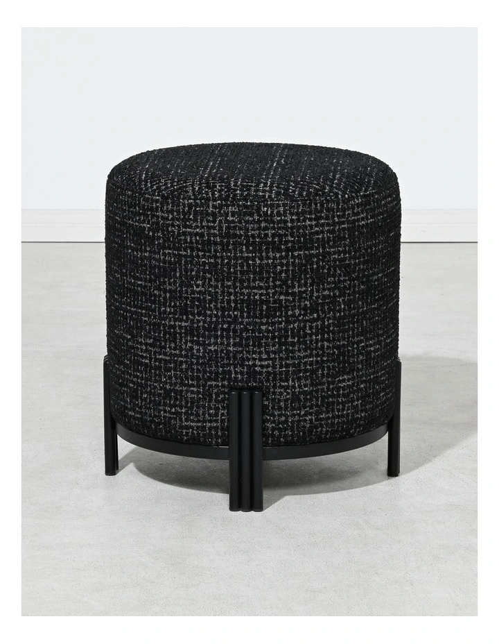 Darcy & Duke Luca Ottoman - Dark Sable Boucle - Black Metal Base - Small image 3