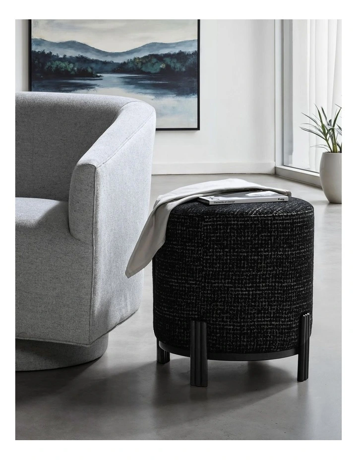 Darcy & Duke Luca Ottoman - Dark Sable Boucle - Black Metal Base - Small image 6