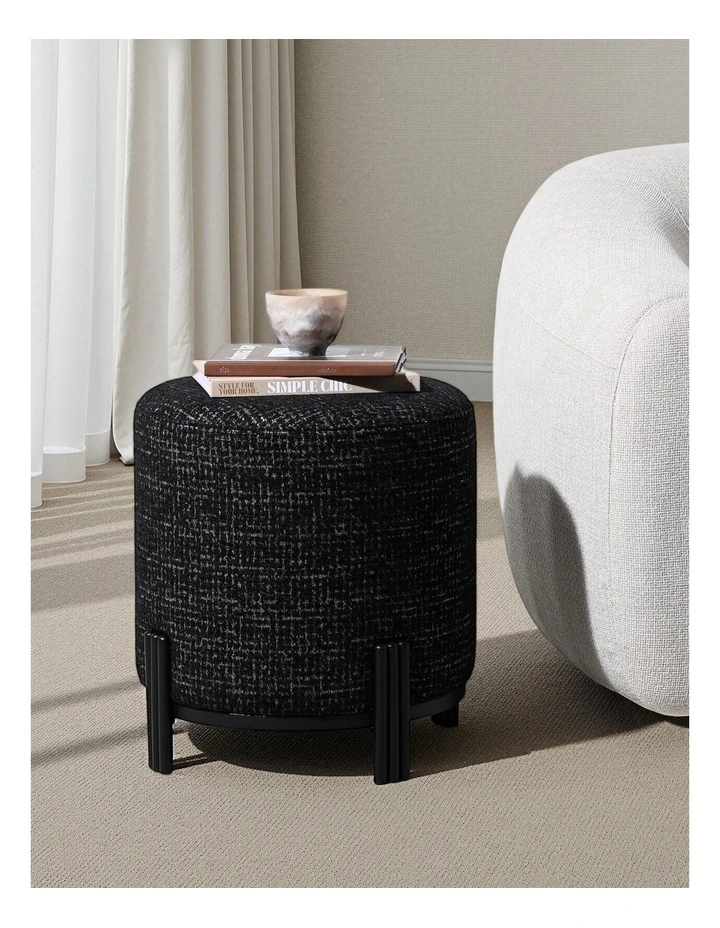 Darcy & Duke Luca Ottoman - Dark Sable Boucle - Black Metal Base - Small image 7