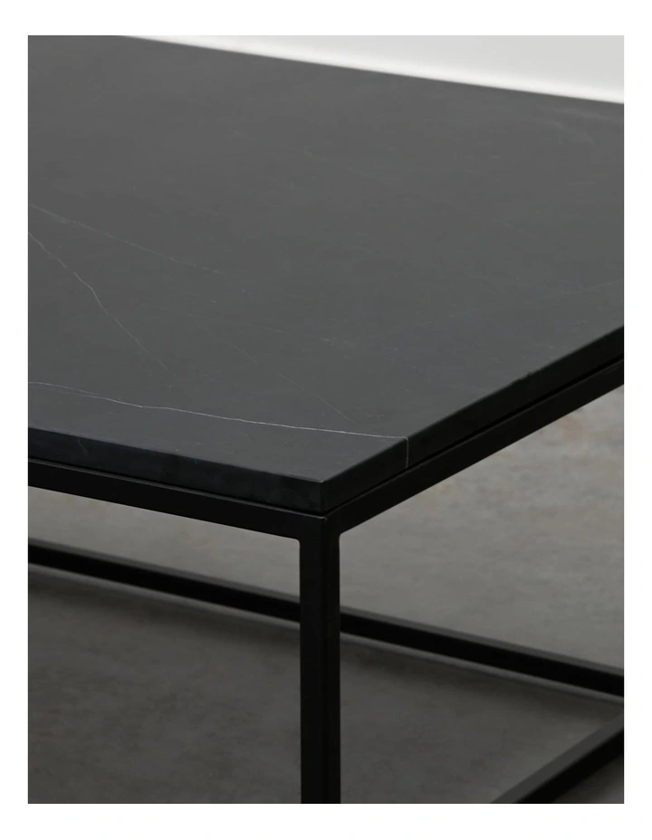 Reno - Coffee Table Medium - Black Marble Black Base image 3
