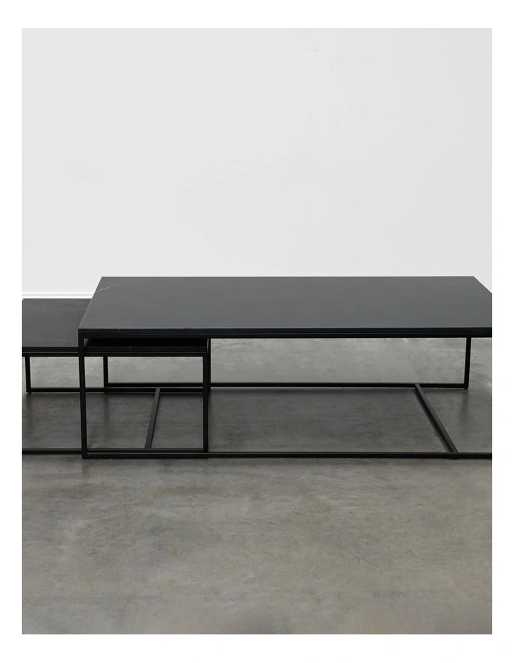Reno - Coffee Table Medium - Black Marble Black Base image 6
