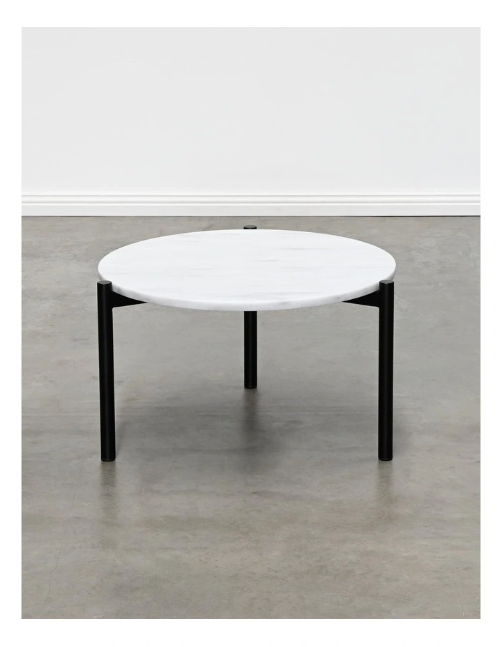Milan - Coffee Table Medium - White Marble Black Base image 2