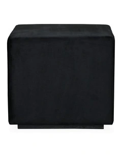 Darcy & Duke Milton Ottoman - Black Velvet - Wooden Base