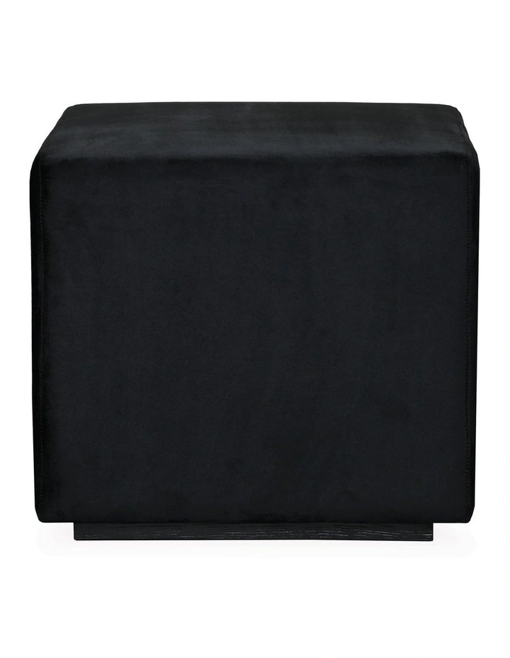 Darcy & Duke Milton Ottoman - Black Velvet - Wooden Base image 1
