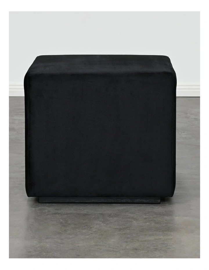Darcy & Duke Milton Ottoman - Black Velvet - Wooden Base image 2
