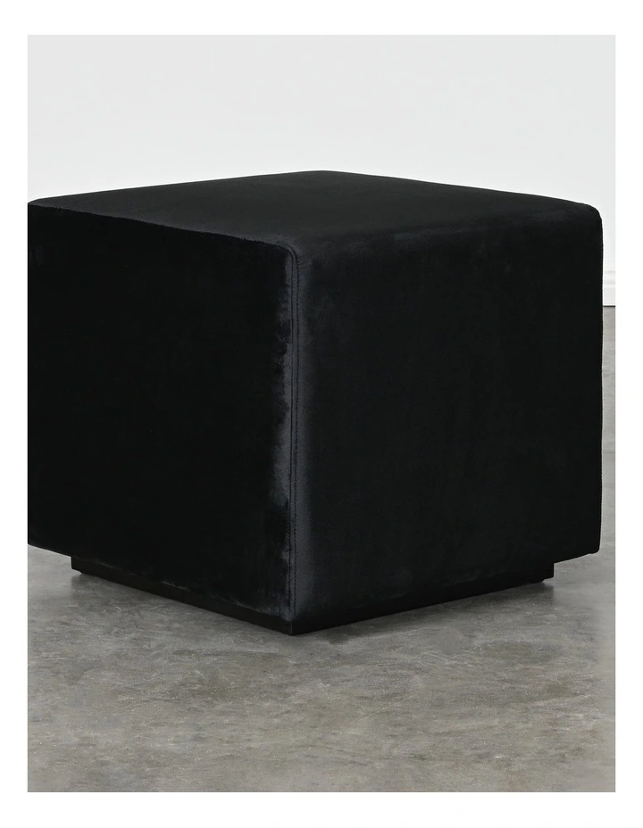 Darcy & Duke Milton Ottoman - Black Velvet - Wooden Base image 4