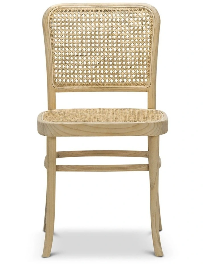 Prague Solid Teak Bentwood Cane Dining Side Chair Set Of 2 In Natural image 4