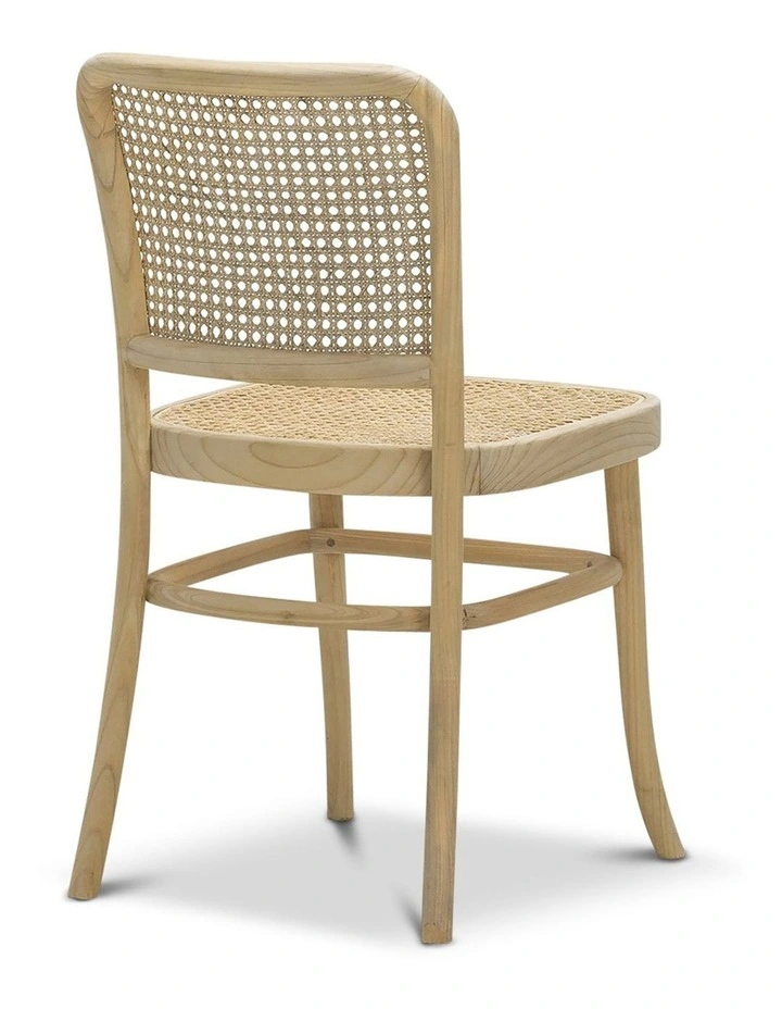 Prague Solid Teak Bentwood Cane Dining Side Chair Set Of 2 In Natural image 5
