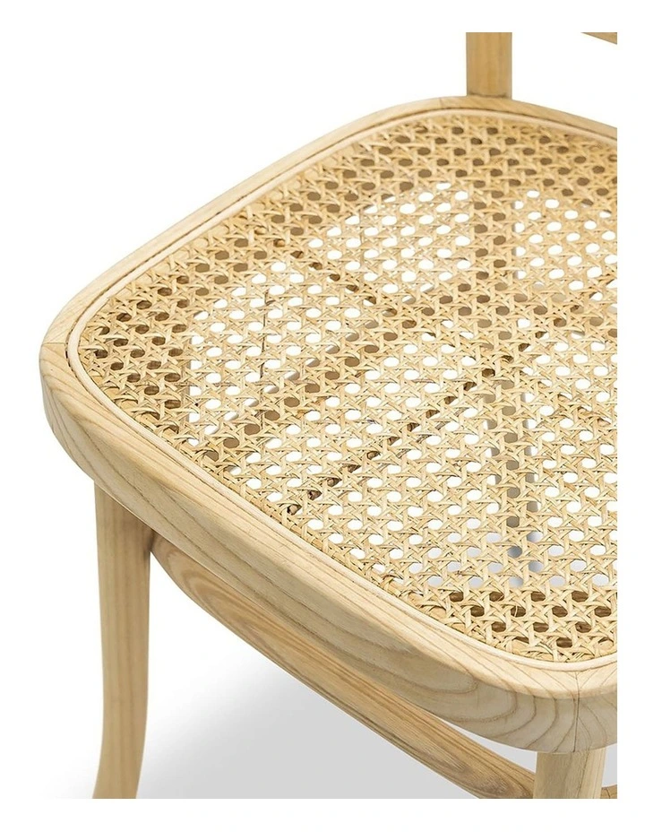 Prague Solid Teak Bentwood Cane Dining Side Chair Set Of 2 In Natural image 6