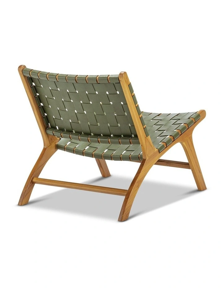 Casey Woven Leather Lounge Chair In Olive Green image 4