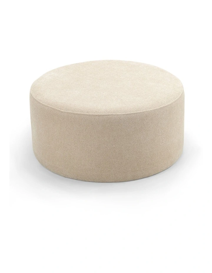 Halle Medium Round Ottoman In Sand Beige image 3