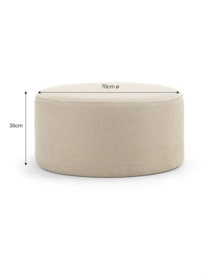 Halle Medium Round Ottoman In Sand Beige image 7