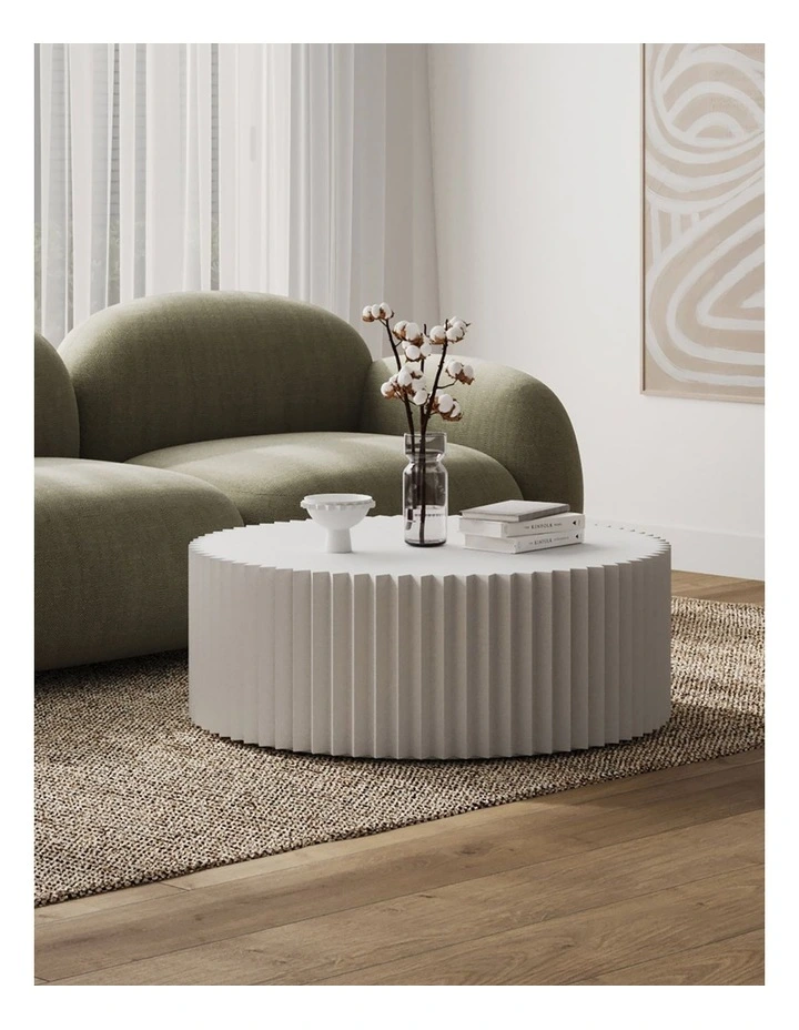 Kaei Fluted Round Coffee Table In White image 2
