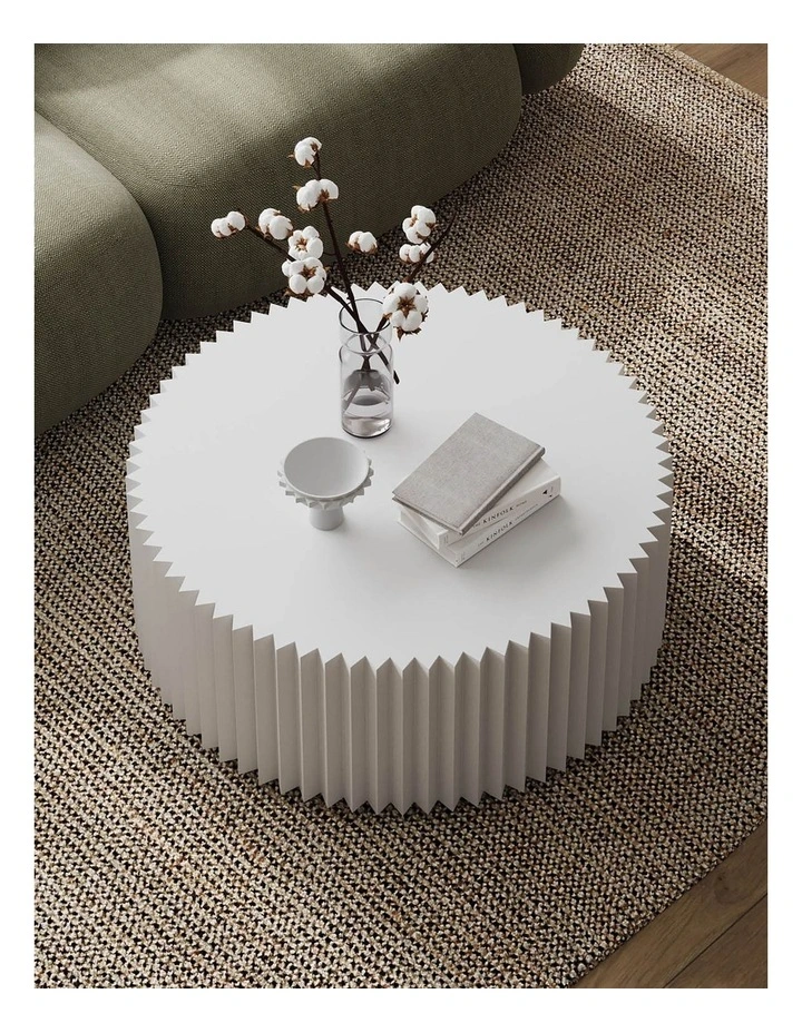 Kaei Fluted Round Coffee Table In White image 3
