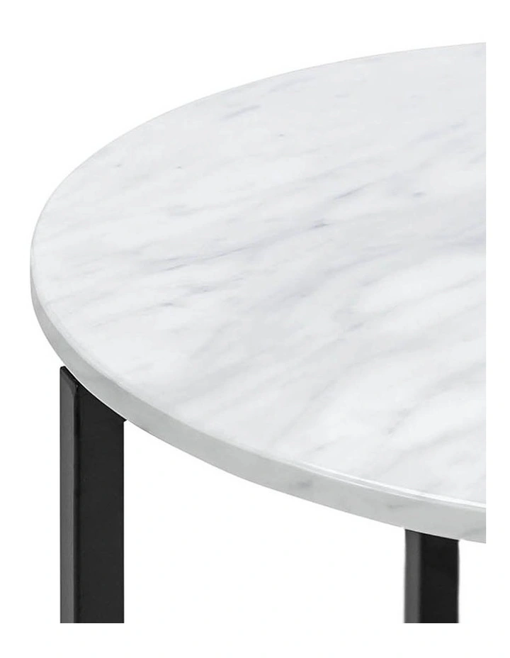 Ellie Marble Round Side Table In White & Black image 5