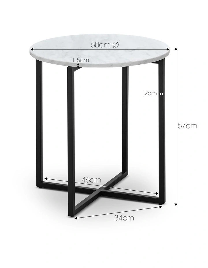 Ellie Marble Round Side Table In White & Black image 7