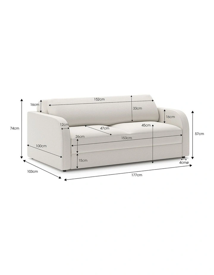 Doze Double Sofa Bed 2.5 Seater In Cosmic Latte image 6