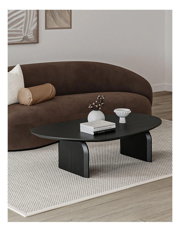 Arco Oval Oak Coffee Table In Black image 2