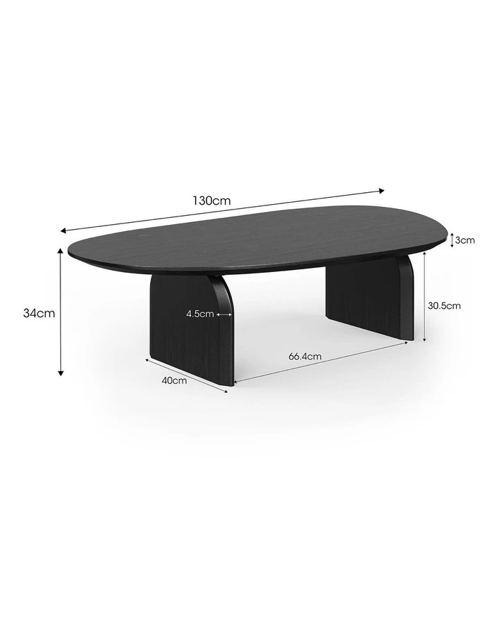 Arco Oval Oak Coffee Table In Black image 7