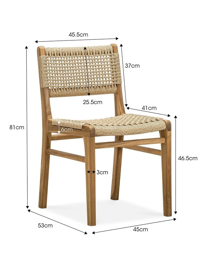 Elias Woven Cord Dining Chair Set Of 2 In Natural Teak image 7