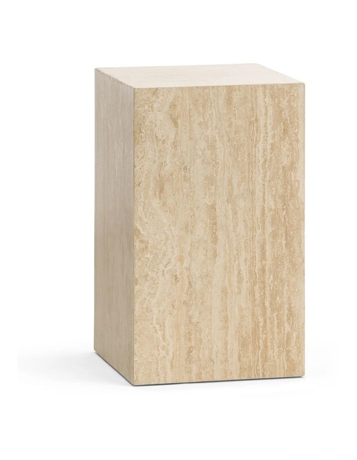 Cubie Plinth Small In Cream Travertine image 1