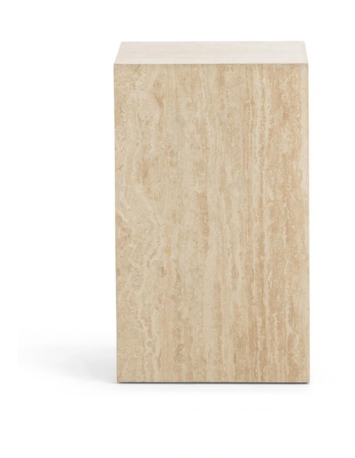 Cubie Plinth Small In Cream Travertine image 2
