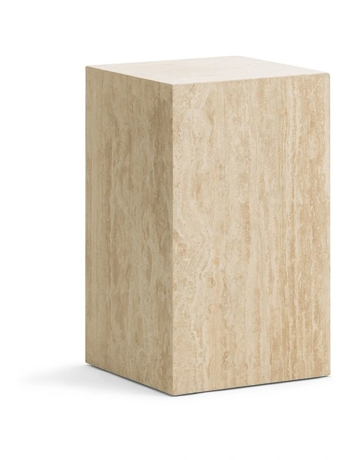 Cubie Plinth Small In Cream Travertine image 3