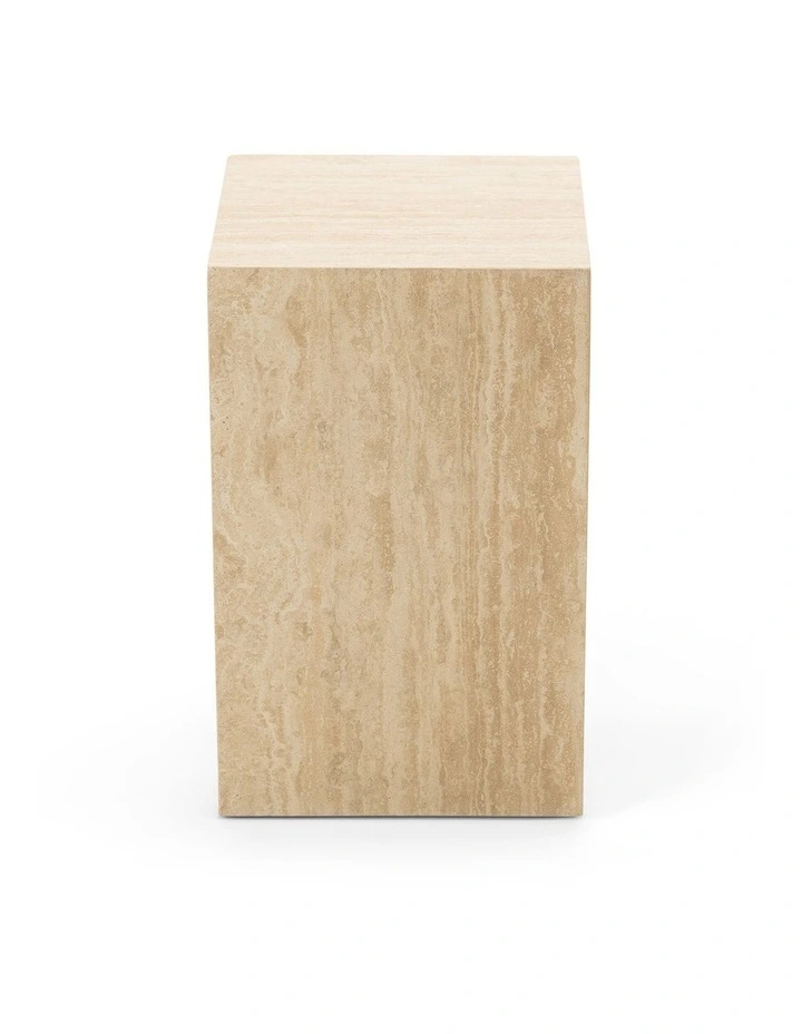 Cubie Plinth Small In Cream Travertine image 4