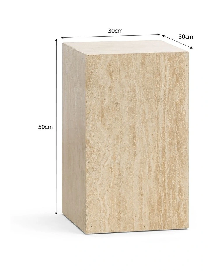 Cubie Plinth Small In Cream Travertine image 7