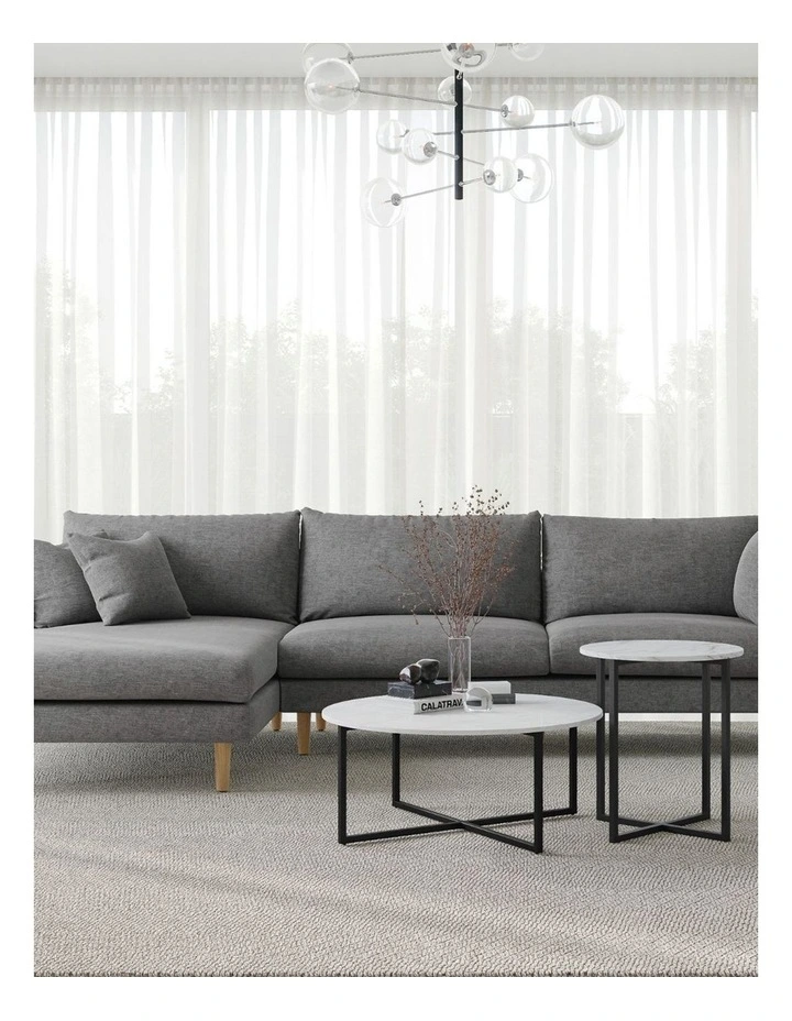 Ellie Marble Round Coffee Table In White & Black image 2