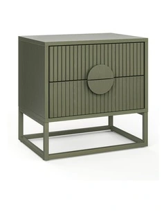 Braxton Ripple Bedside Table In Olive Green
