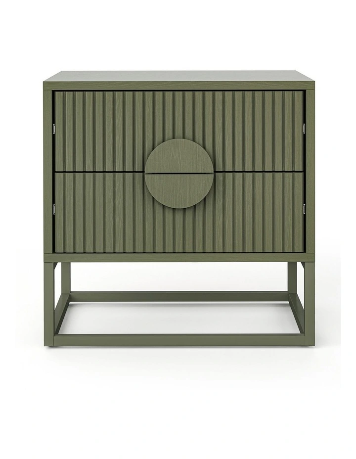 Braxton Ripple Bedside Table In Olive Green image 4