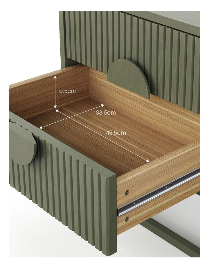 Braxton Ripple Bedside Table In Olive Green image 7