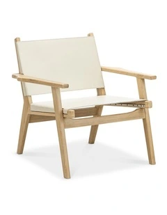 Enzo Leather Sling Armchair In Ivory Cream