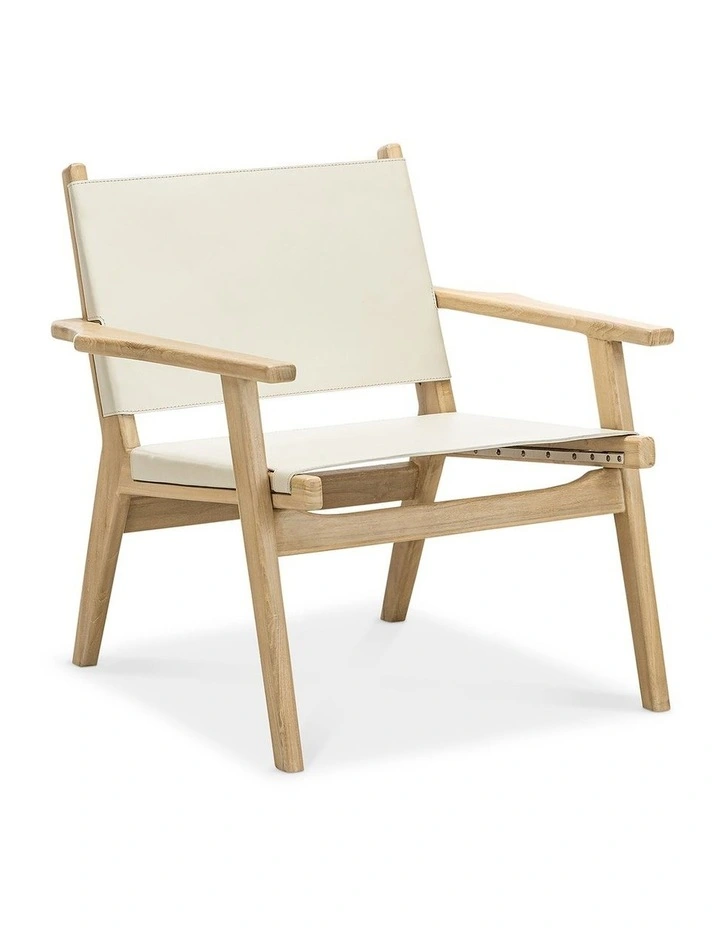 Enzo Leather Sling Armchair In Ivory Cream image 1