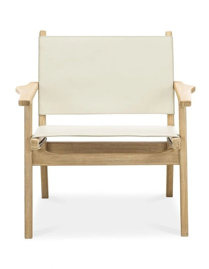 Enzo Leather Sling Armchair In Ivory Cream image 2