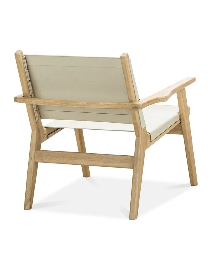 Enzo Leather Sling Armchair In Ivory Cream image 4