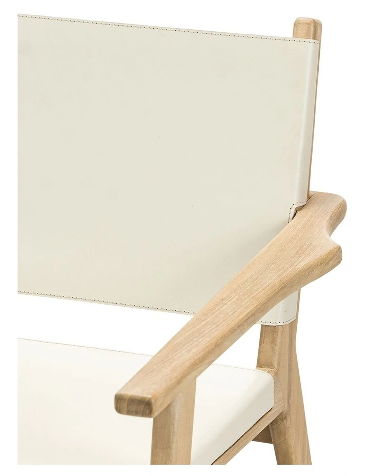 Enzo Leather Sling Armchair In Ivory Cream image 5